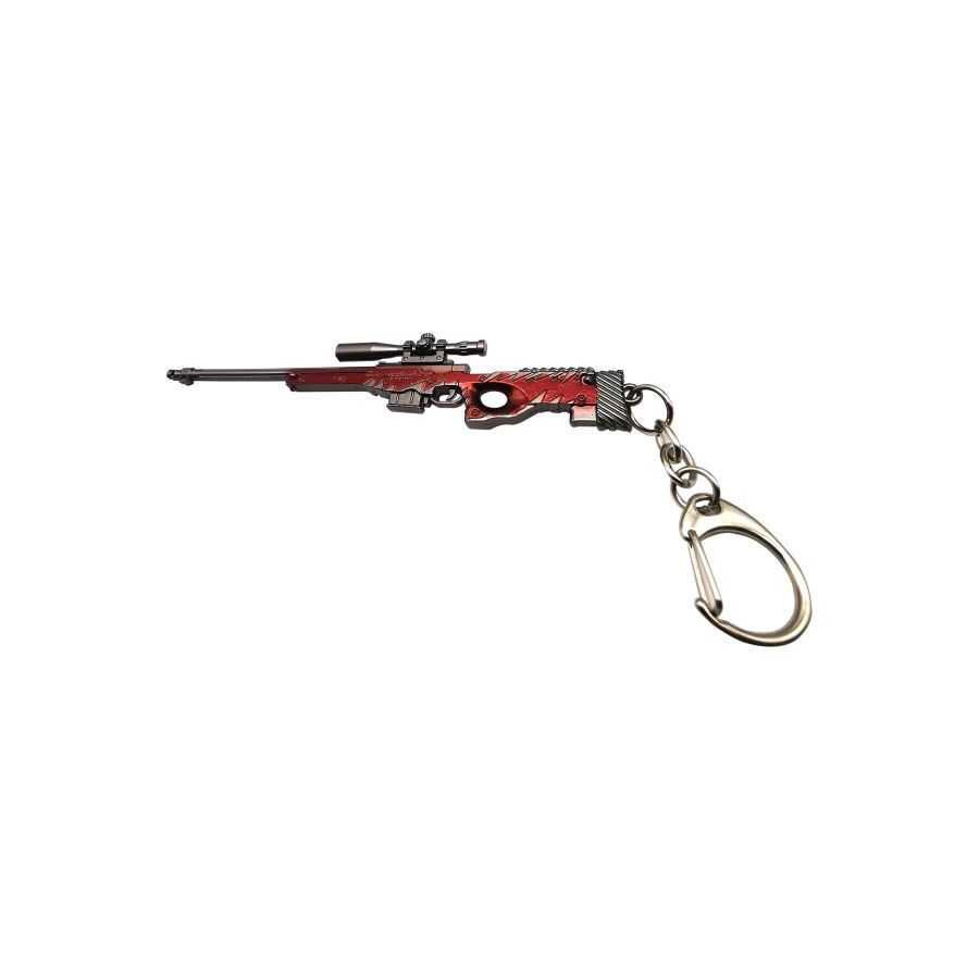PUBG Toy Gun Model Keychain, Red/Grey/Silver
