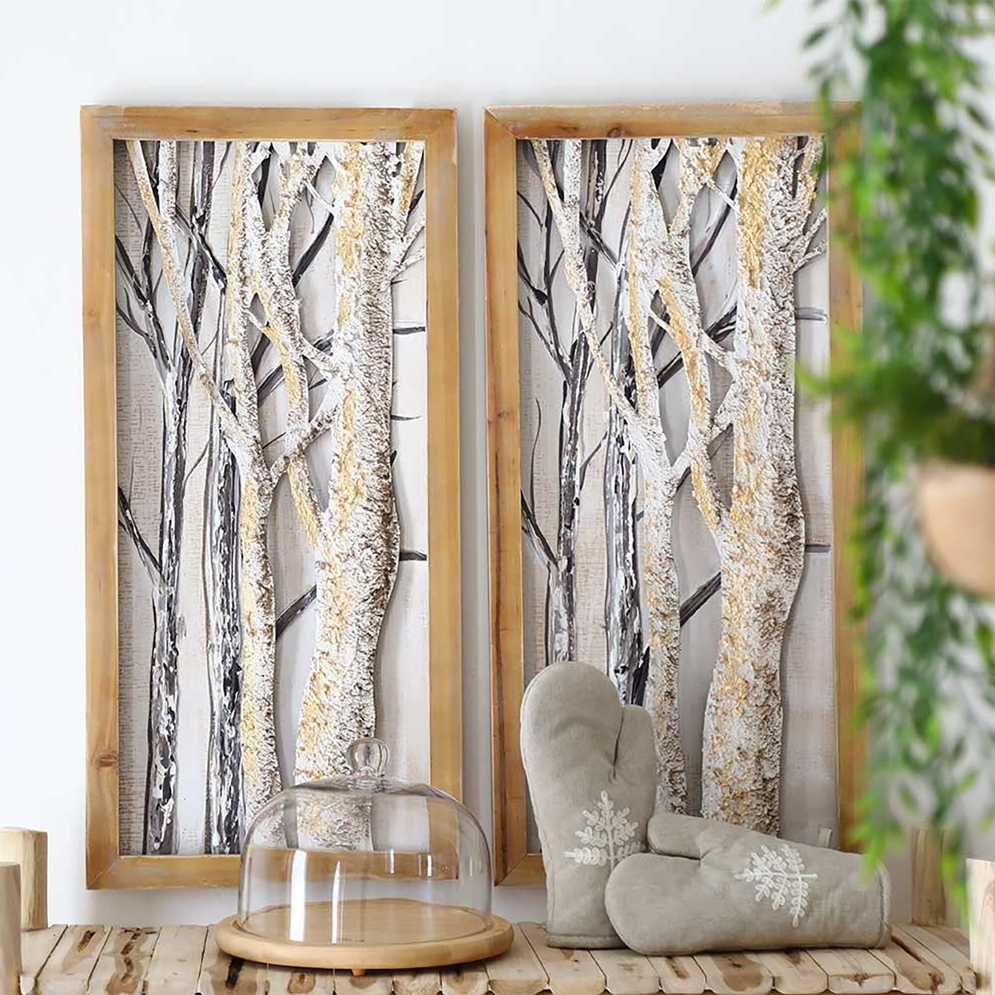 Pan Tree-trunk Printed Canvas Frame, Multicolour, 40 x 81cm