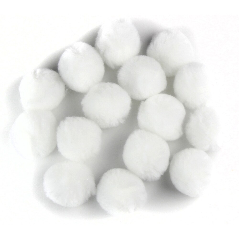 Midwest Design Touch Of Nature Pom-Poms, 1.5", 15 Pack, White