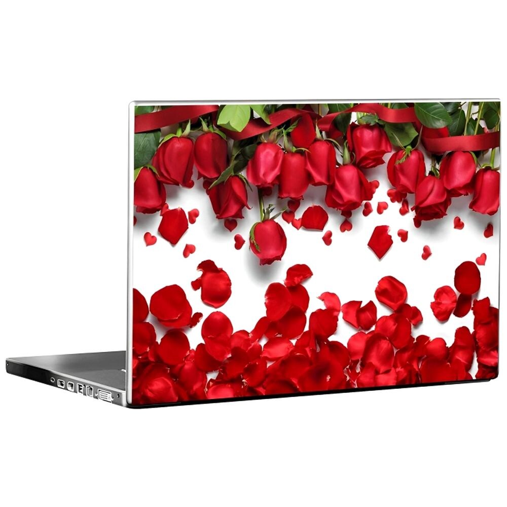 PIXELARTZ Rose Printed Laptop Sticker, PXL0462679, Red & White
