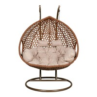 Picture of Yulan Outdoor Rattan Hanging 2-Seater Chair With Cushion, Brown