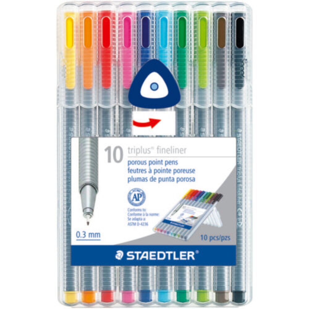 Staedtler Triplus Fineliner Pens, Pack of 10
