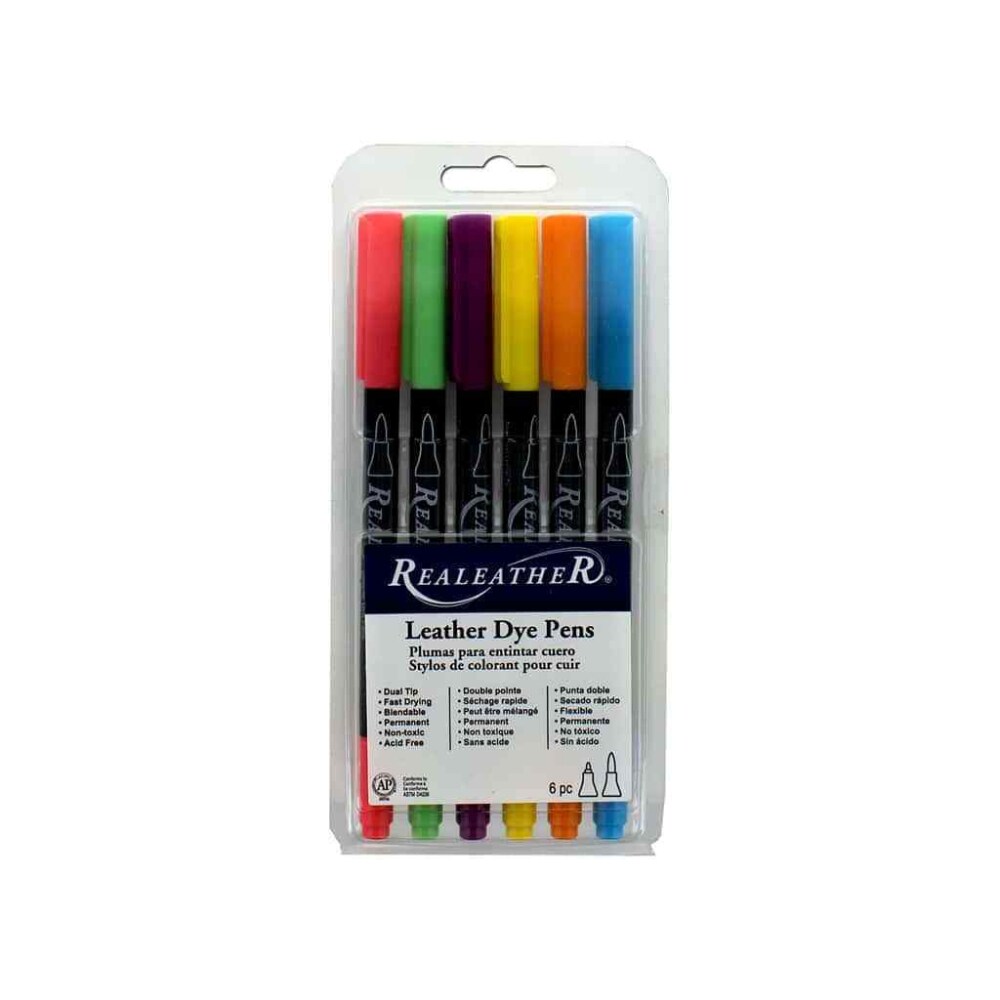 Realeather Crafts Leather Dye Pens, Brights