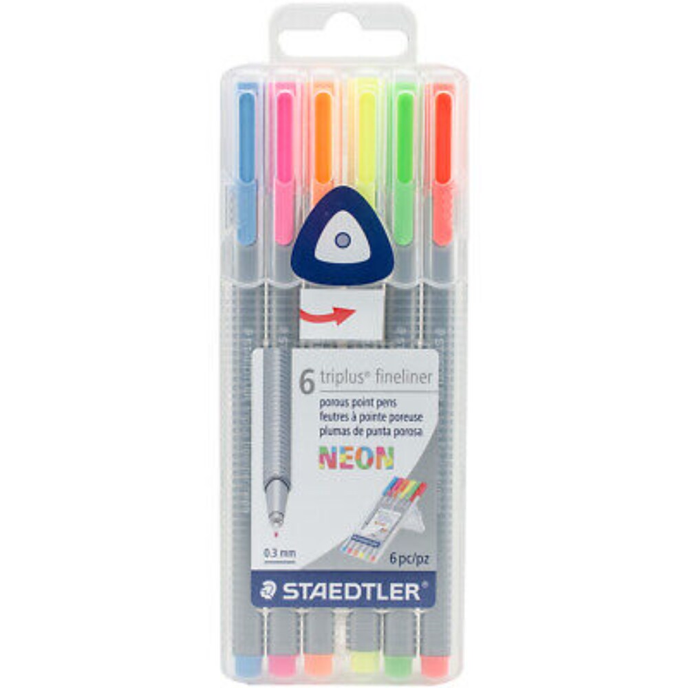 Staedtler Triplus Fineliner Pens, Pack of 6 -Neon