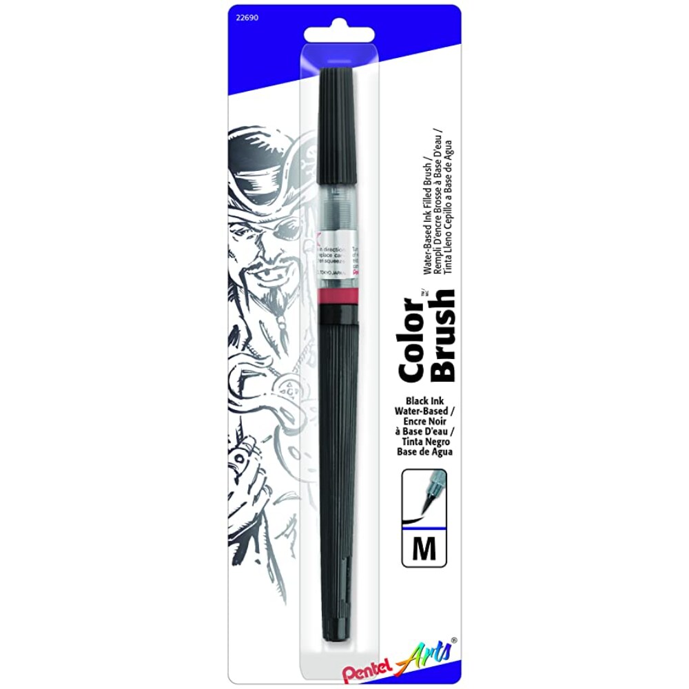Pentel Color Brush Water, Base Ink Pen, Black