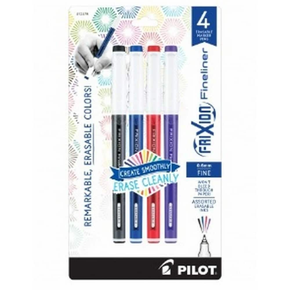 Pilot Pen Frixion Fineliner Erasable Marker Pens, Assorted, Pack of 4