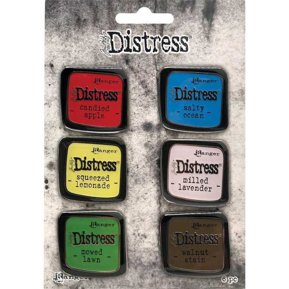 Tim Holtz Distress Enamel Collector Pin Set, Pack of 6