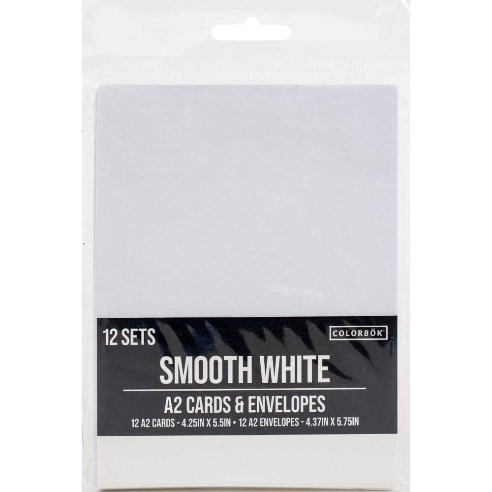 Colorbok A2 Cards with Envelopes, Smooth White, 4.375X5.75 In, Pack of 12
