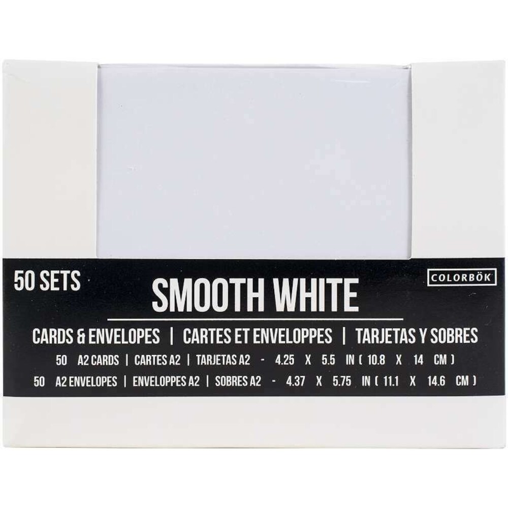 Colorbok A2 Cards with Envelopes, Smooth White, 4.375X5.75 In, Pack of 50