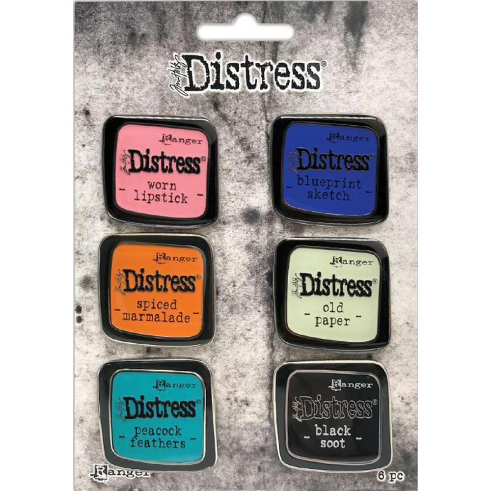 Tim Holtz Distress Enamel Collector Pin, Pack of 6