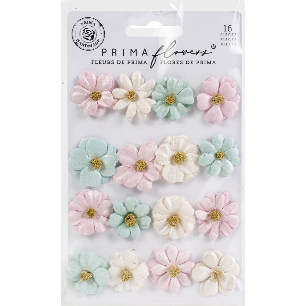 Prima Marketing Mulberry Paper Flowers, Little Kisses/With Love