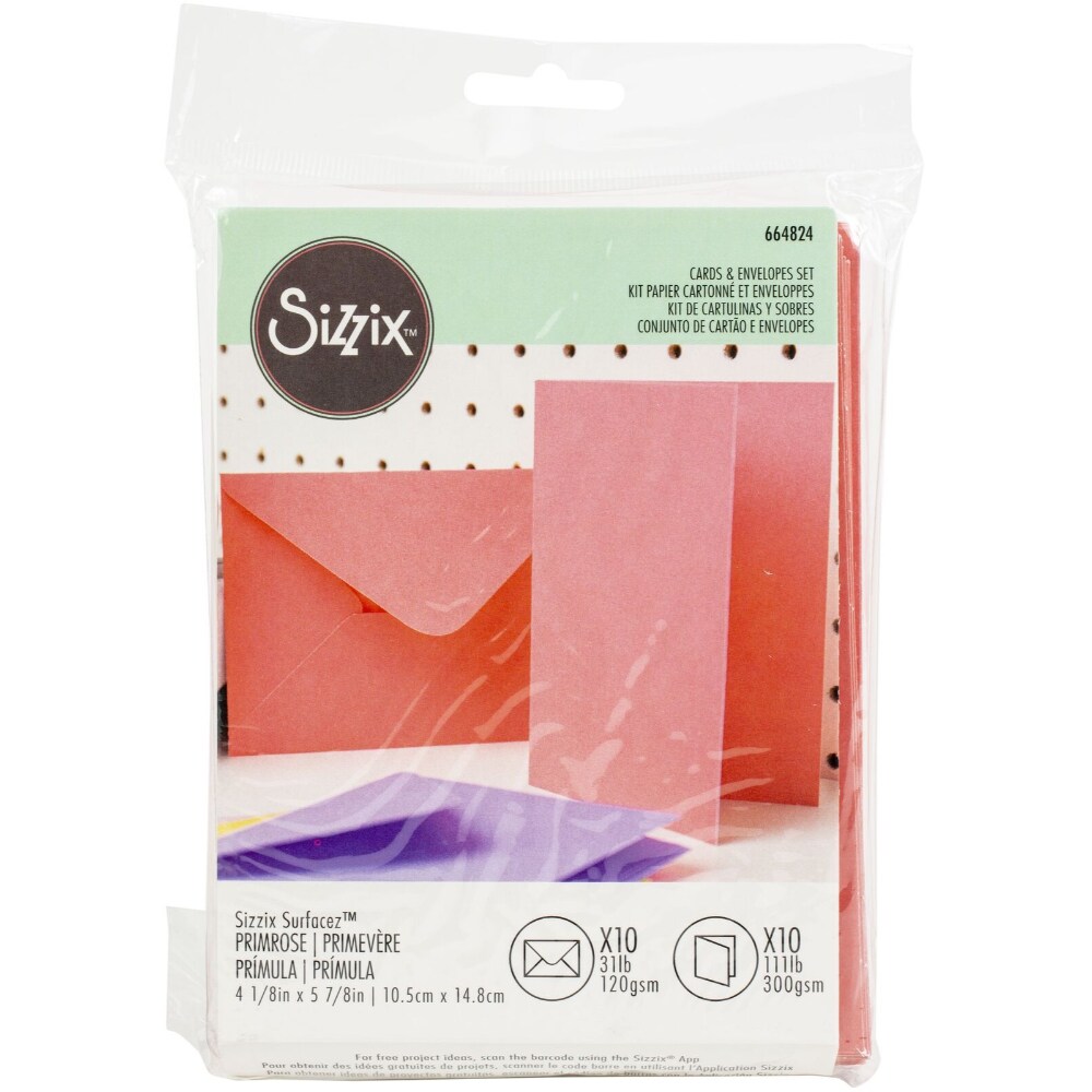 Sizzix A6 Surfacez Card & Envelope Pack, Pack of 10