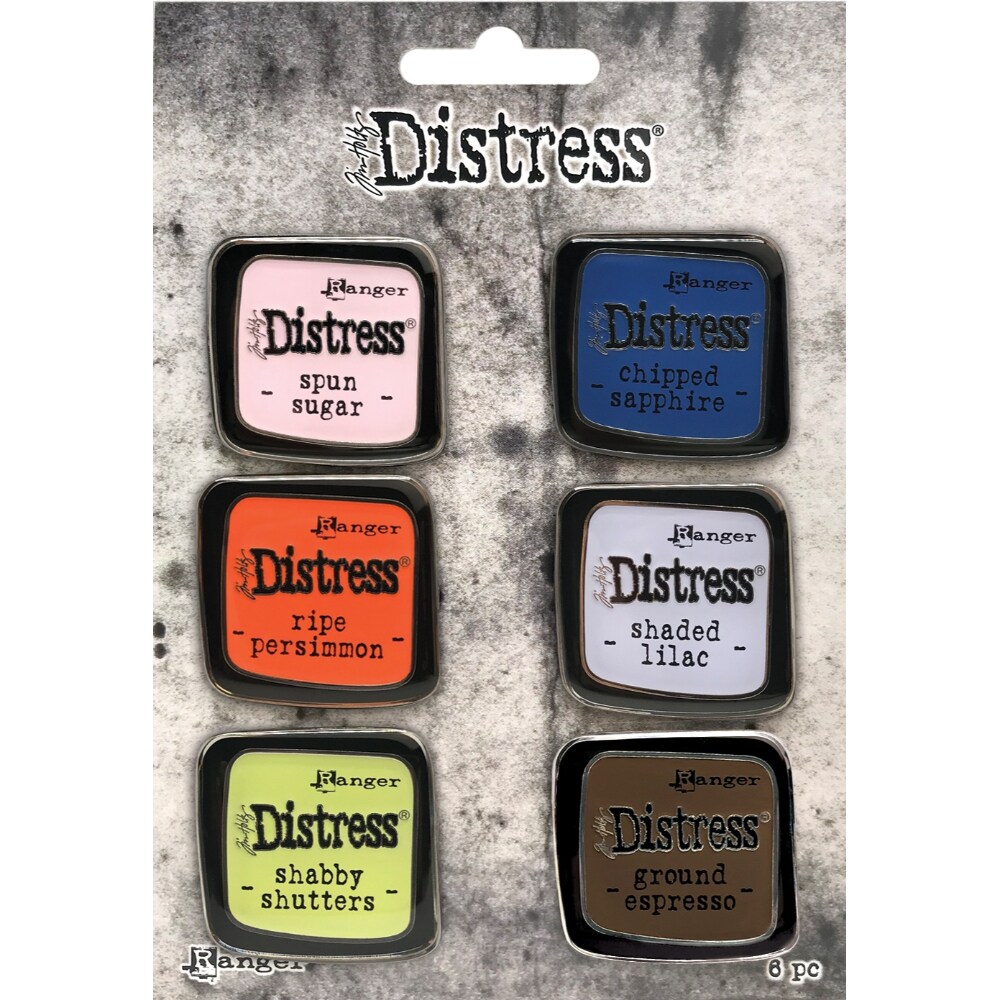 Tim Holtz Distress Enamel Collector Pin Set, Pack of 6