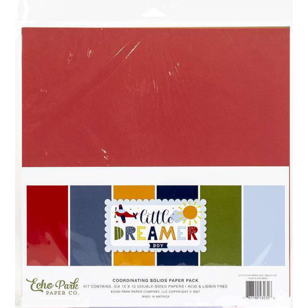 Echo Park Paper Double Sided Solid Cardstock, Little Dream, 12x12inch, 6Packs