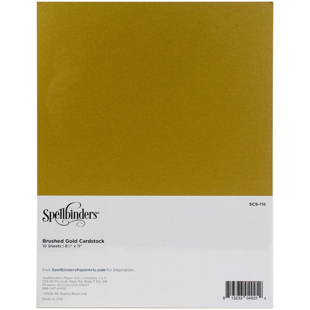 Spellbinders Color Essentials Cardstock - Brushed Gold, Pack of 10