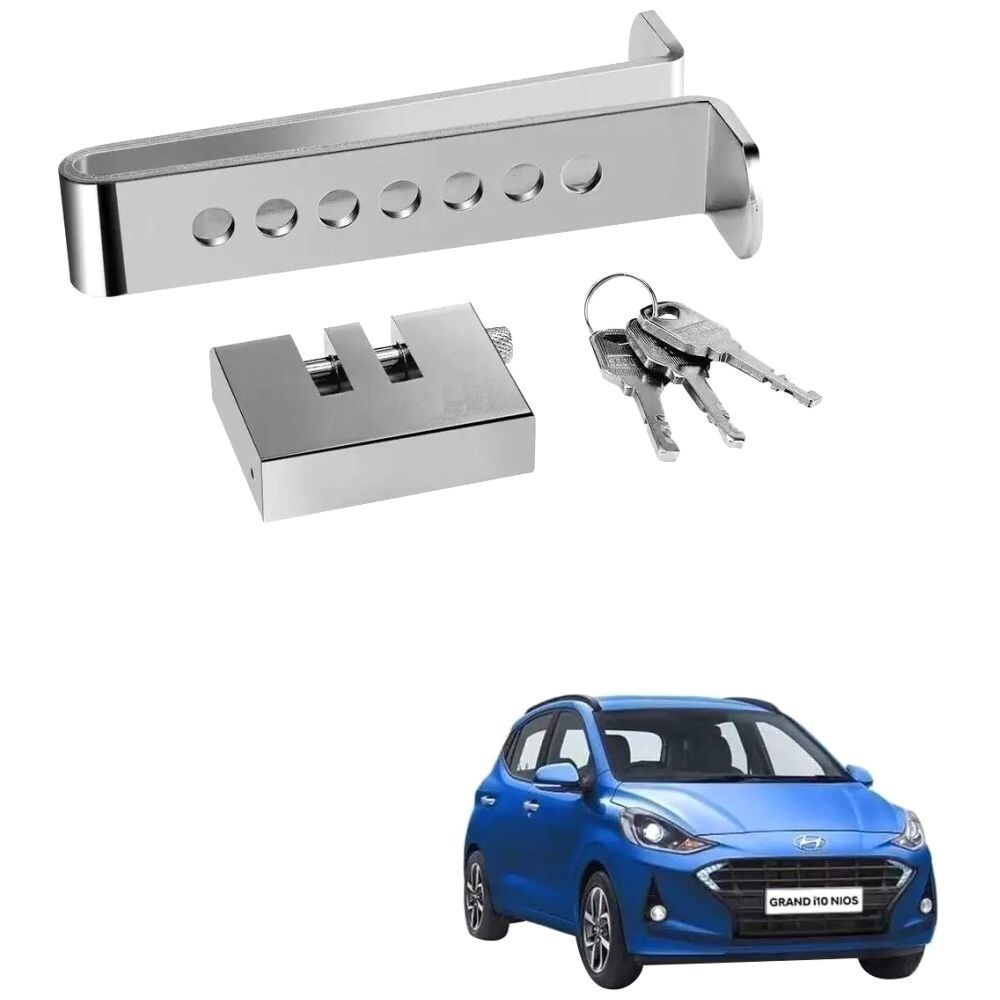 Kozdiko Car Pedal Anti Theft Lock Rod for Hyundai Grand i10 Nios, Silver