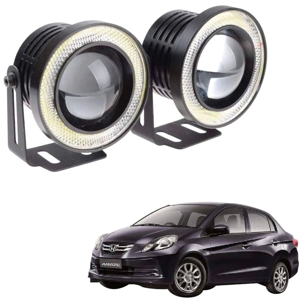Kozdiko LED Fog Light COB with Angel Eye Ring for Honda Old Amaze, White, 15 Watt, Set of 2