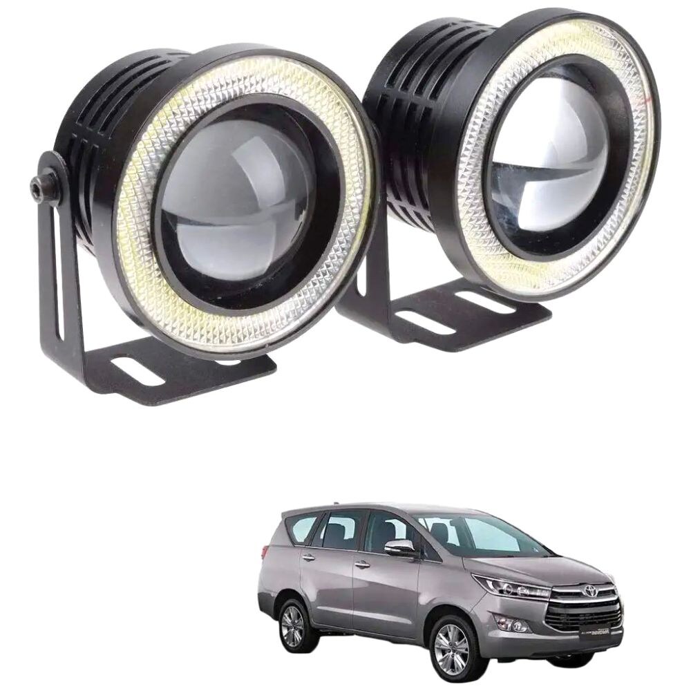 Kozdiko LED Fog Light COB with Angel Eye Ring for Toyota Innova Crysta, White, 15 Watt, Set of 2