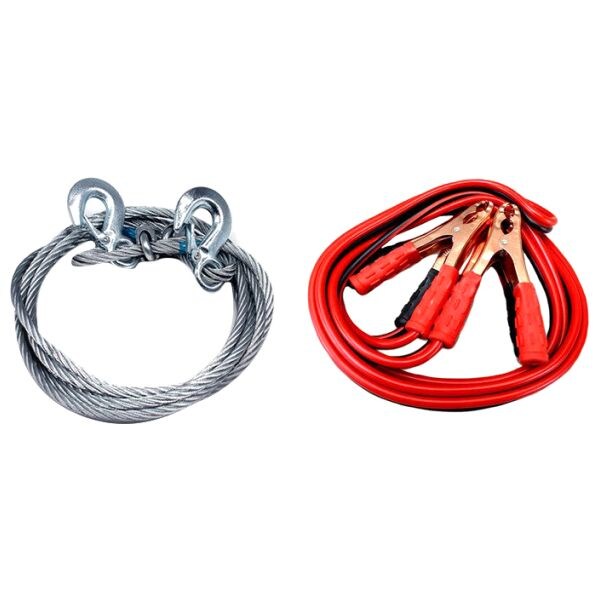 Kozdiko Heavy Duty Jumper Booster Cables & Steel Towing Cable Rope, KZDO785329, 7.5Feet &10mm