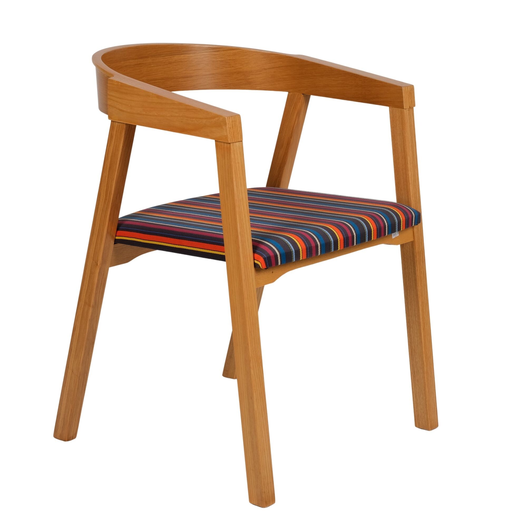 Exotic Chairs Wooden Cafe Chair with Stripe Design Cushion, Multicolour