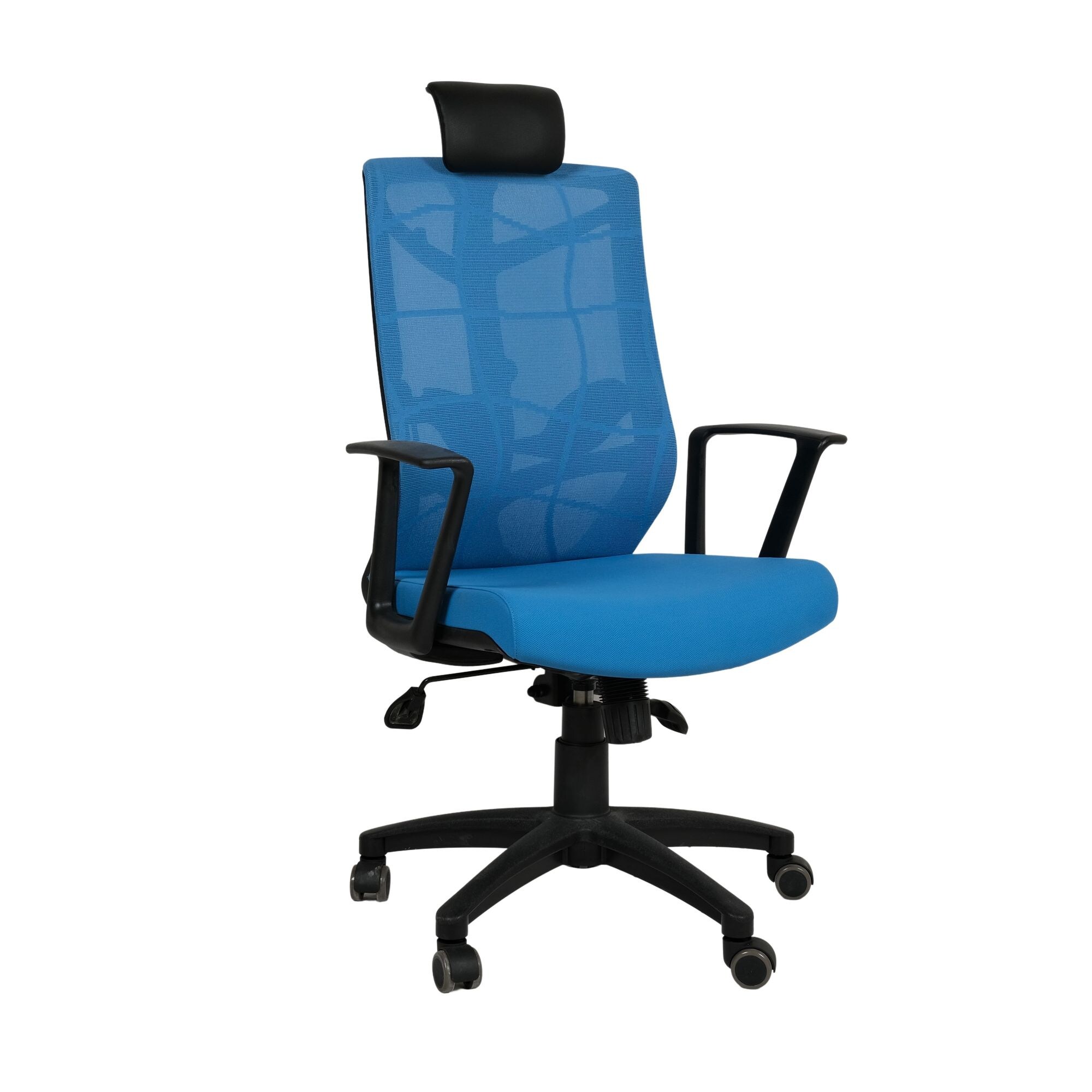 Exotic Chairs Moveable Highback Executive Chair with Cushion, Blue & Black
