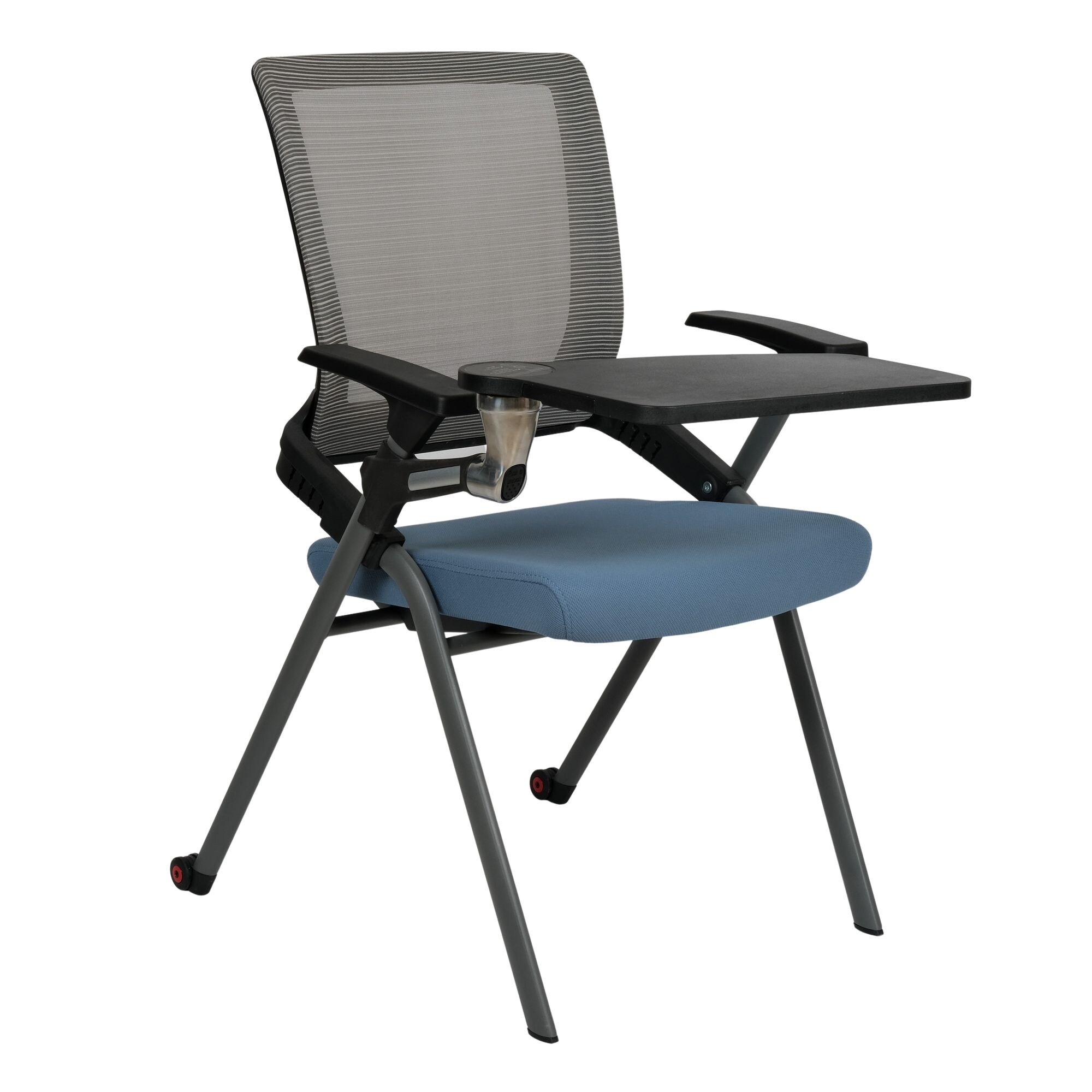 Exotic Chairs Training Chair with Foldable Matic Tablet &  2 Wheels, Grey & Blue