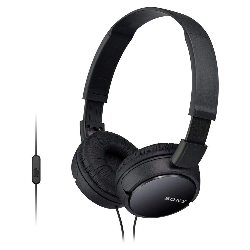 Sony Wired On-Ear Headphones with Mic, MDR-ZX110AP, Black