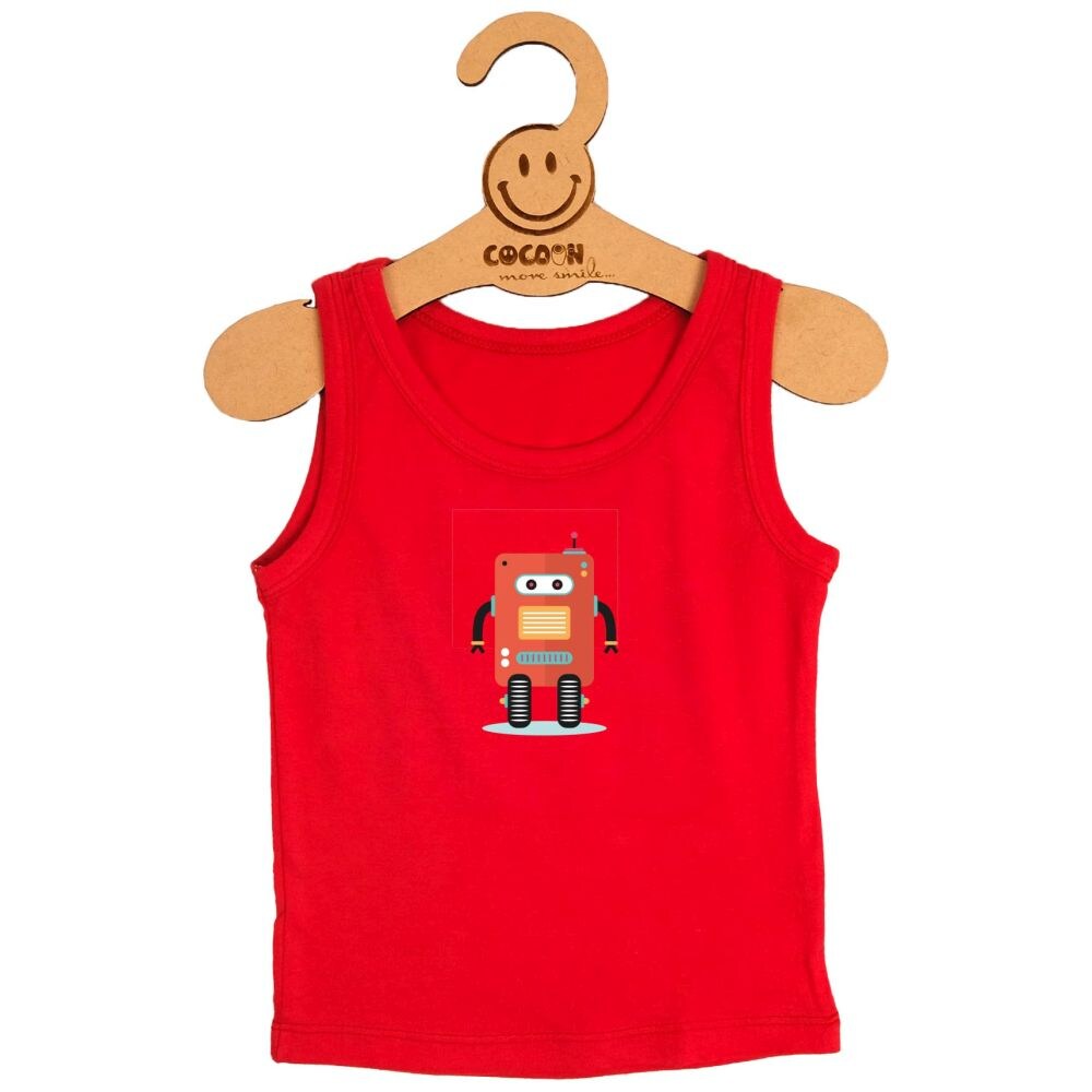 Cocoon Organics Robot Printed Sando Vest, Red