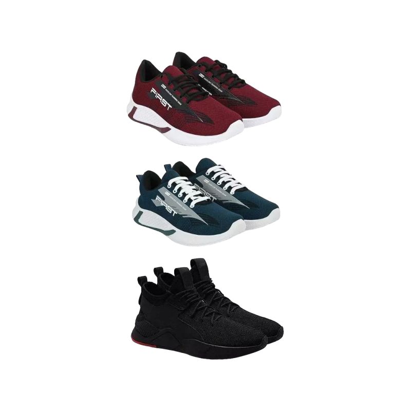 Men's Printed Running Shoes, AF0932773, Multicolour, Set of 3