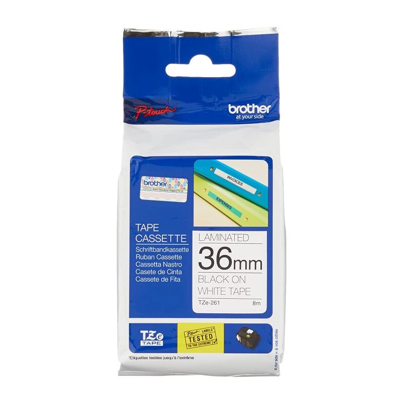 Brother Laminated Tape, TZE-261, 36 mm, Black on White