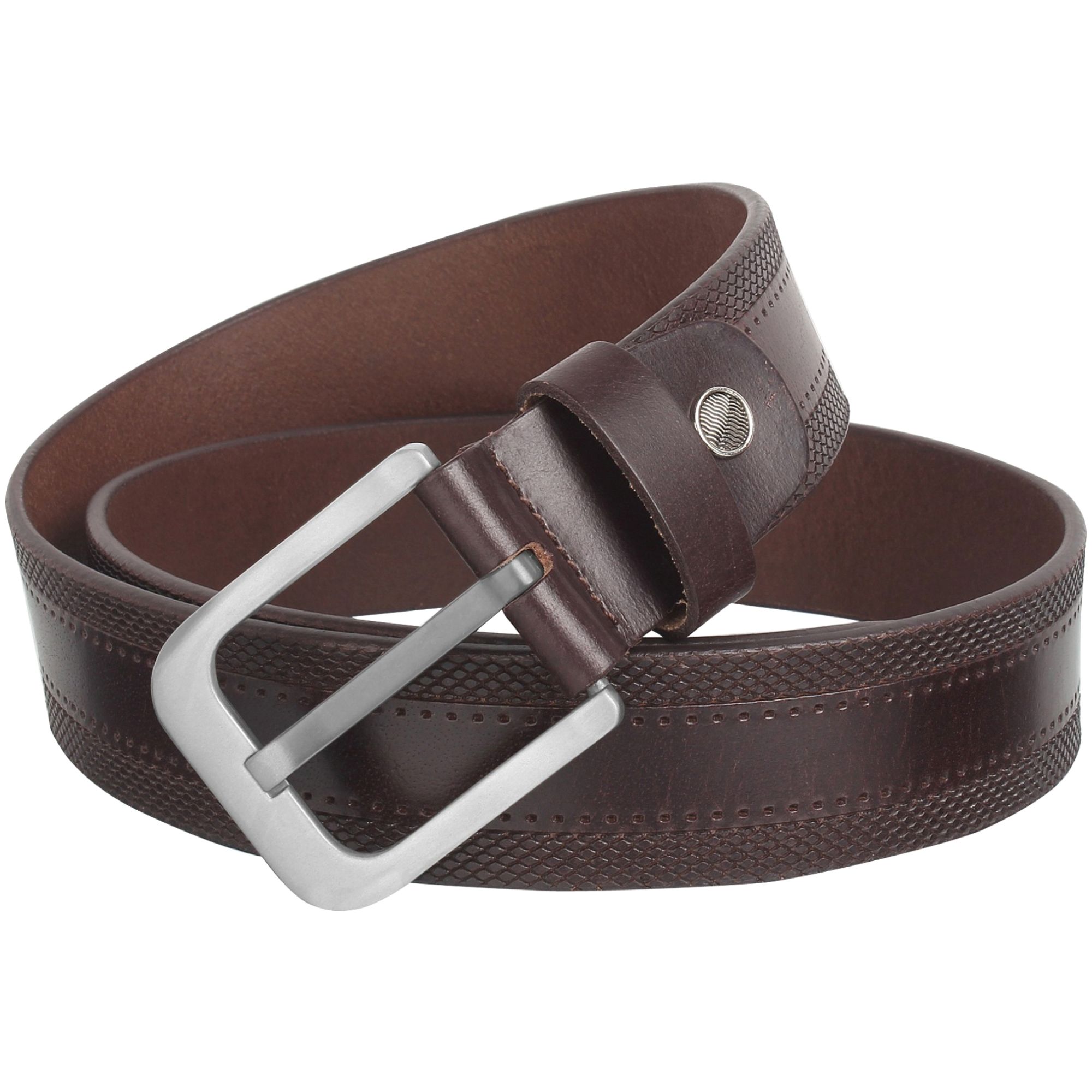 Debonair International Men's Casual Solid Genuine Leather Belt, DI934267, Dark Brown