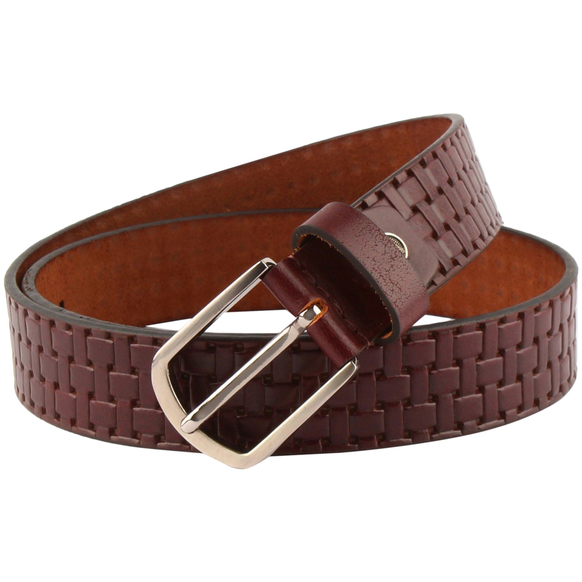 Debonair International Men's Casual Patterned Genuine Leather Belt, DI934268, Brown
