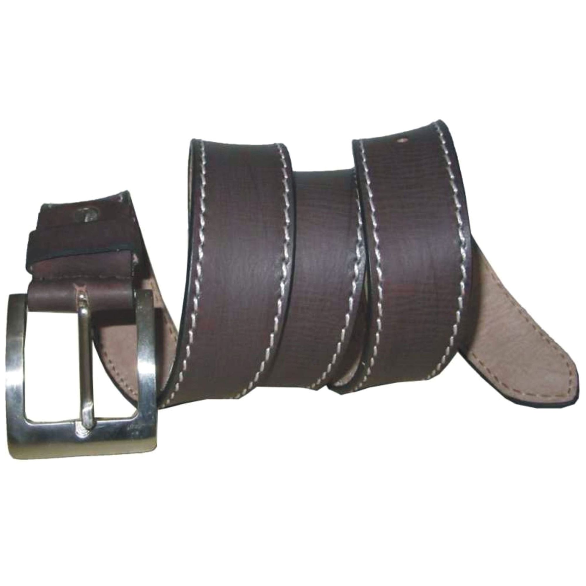 Debonair International Men's Casual Solid Genuine Leather Belt, DI934266, Chocolate Brown