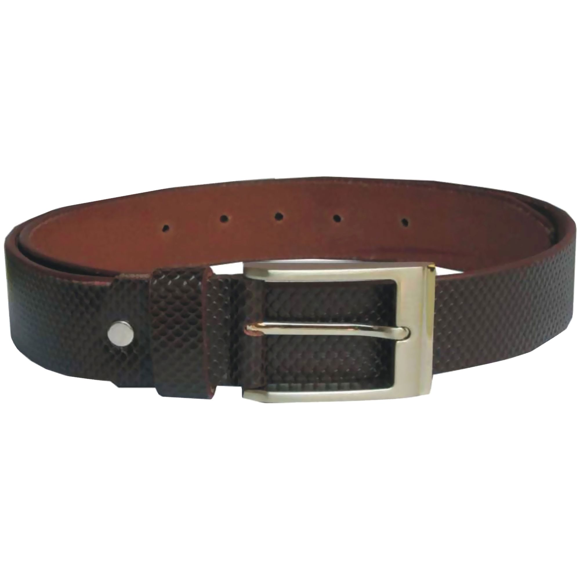 Debonair International Men's Solid Genuine Leather Belt with 6 Punch Holes, DI934272, Brown