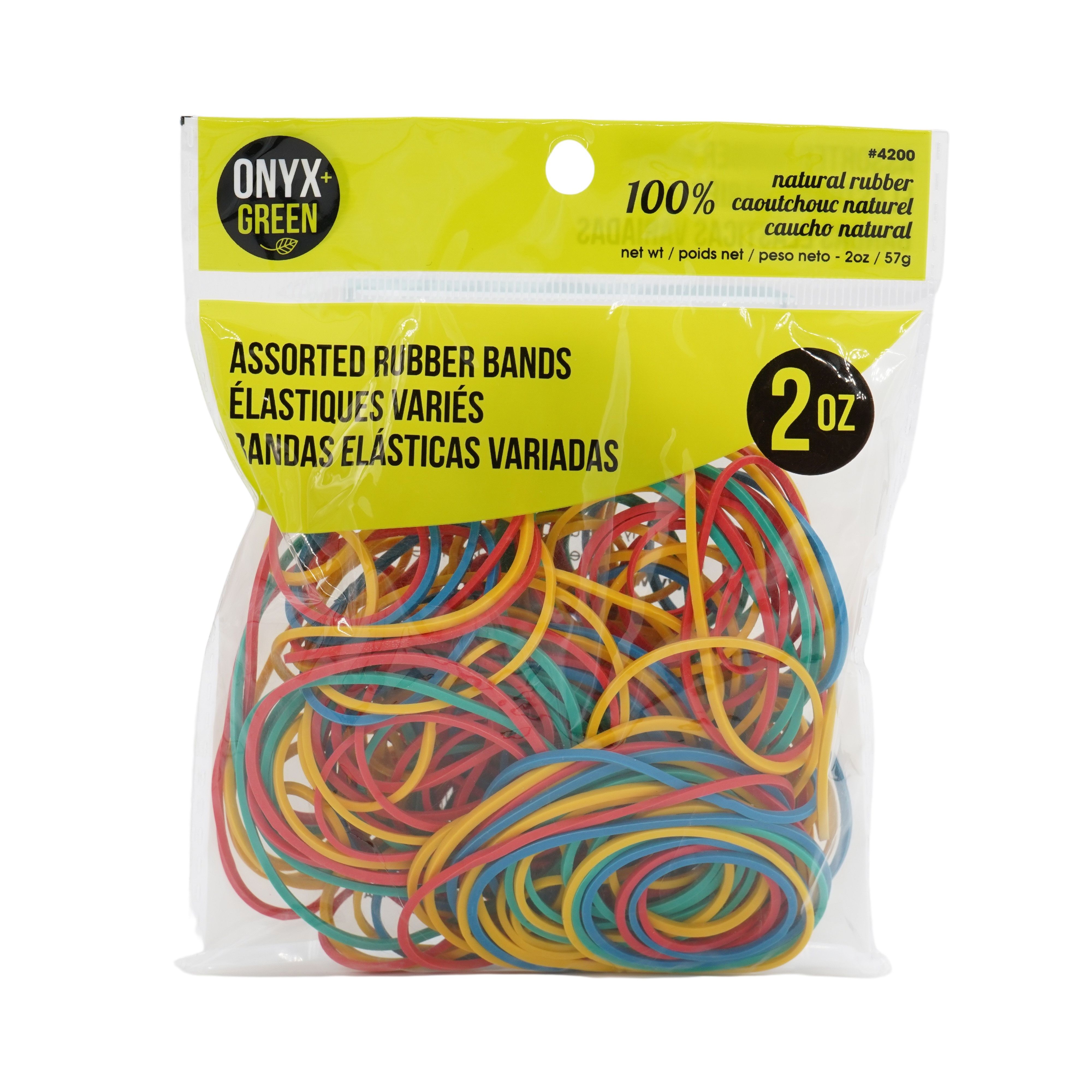 Onyx & Green 100% Natural Assorted Rubber Bands, 57g