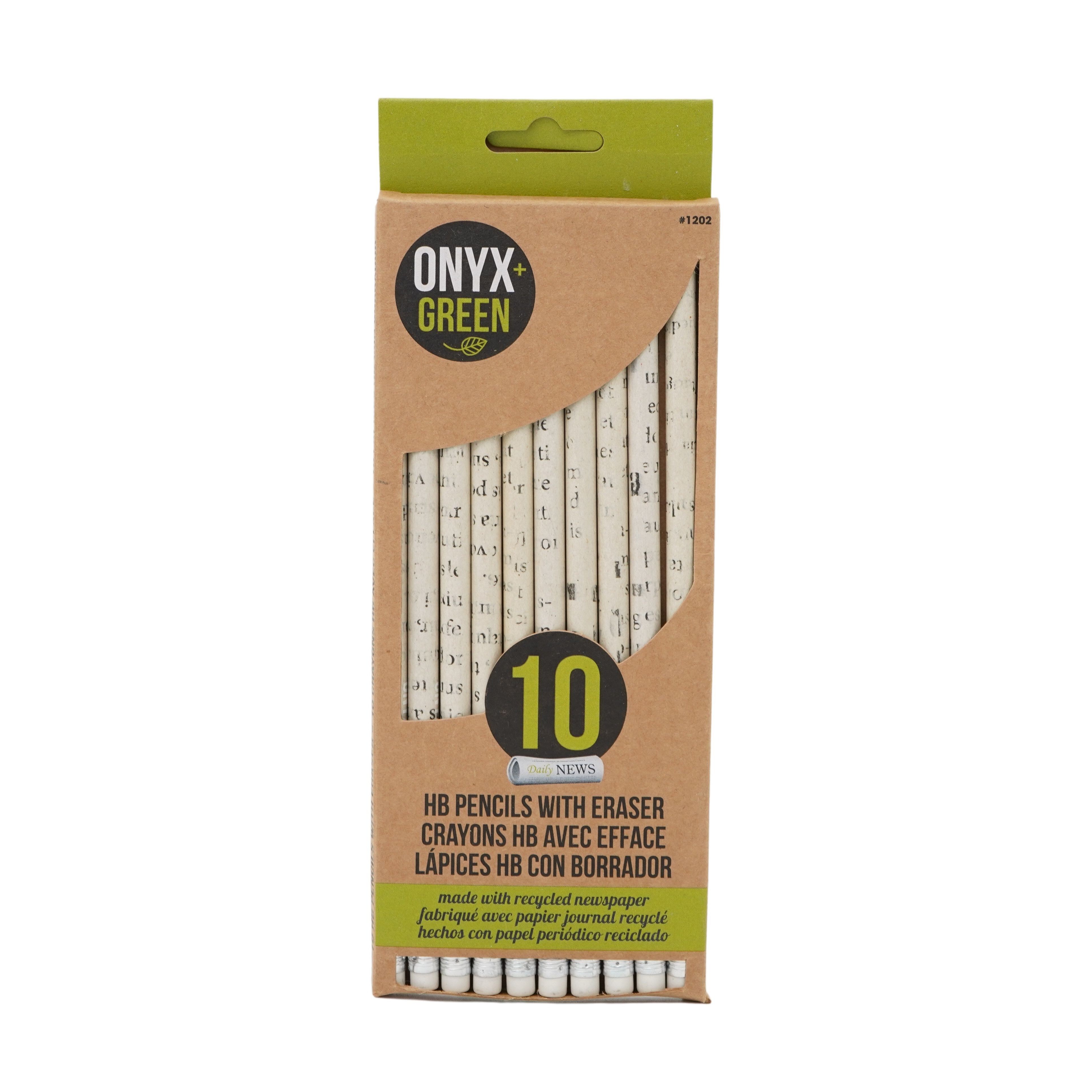 Onyx & Green HB AVEC Crayons Efface Pencils With Eraser, White, Pack Of 10Pcs
