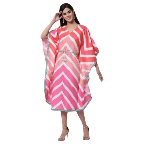 Mishka Enterprices Polyester Printed Kaftan Dress, AS934672, Multicolor