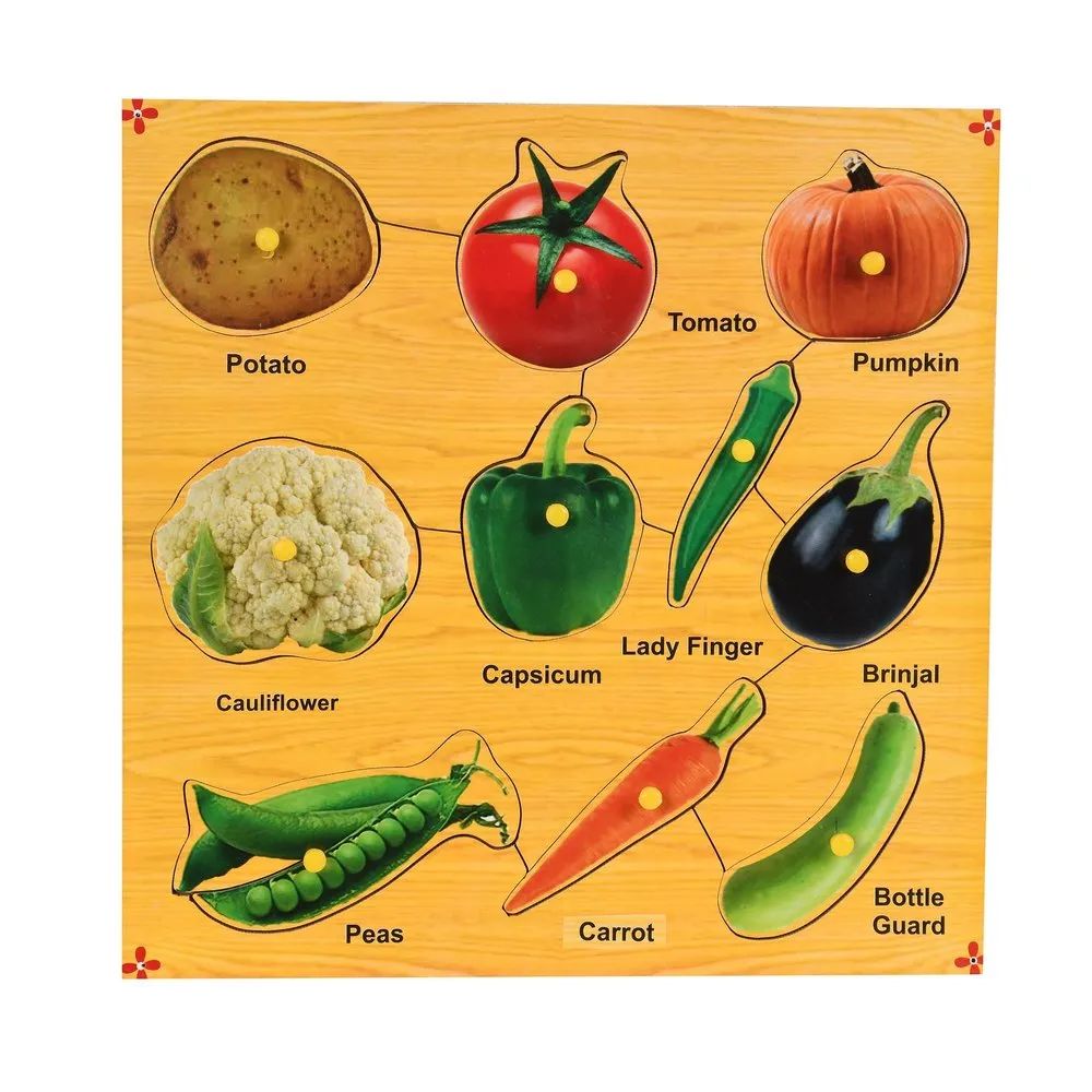 Ijarp Wooden Vegetable Puzzle With Knobs