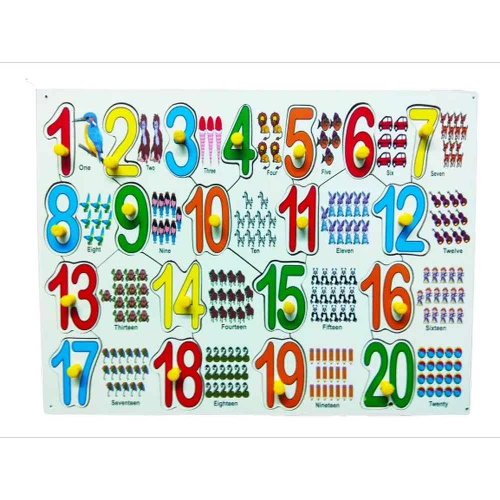 Ijarp Wooden Multi Color 1 To 20 Number With Picture