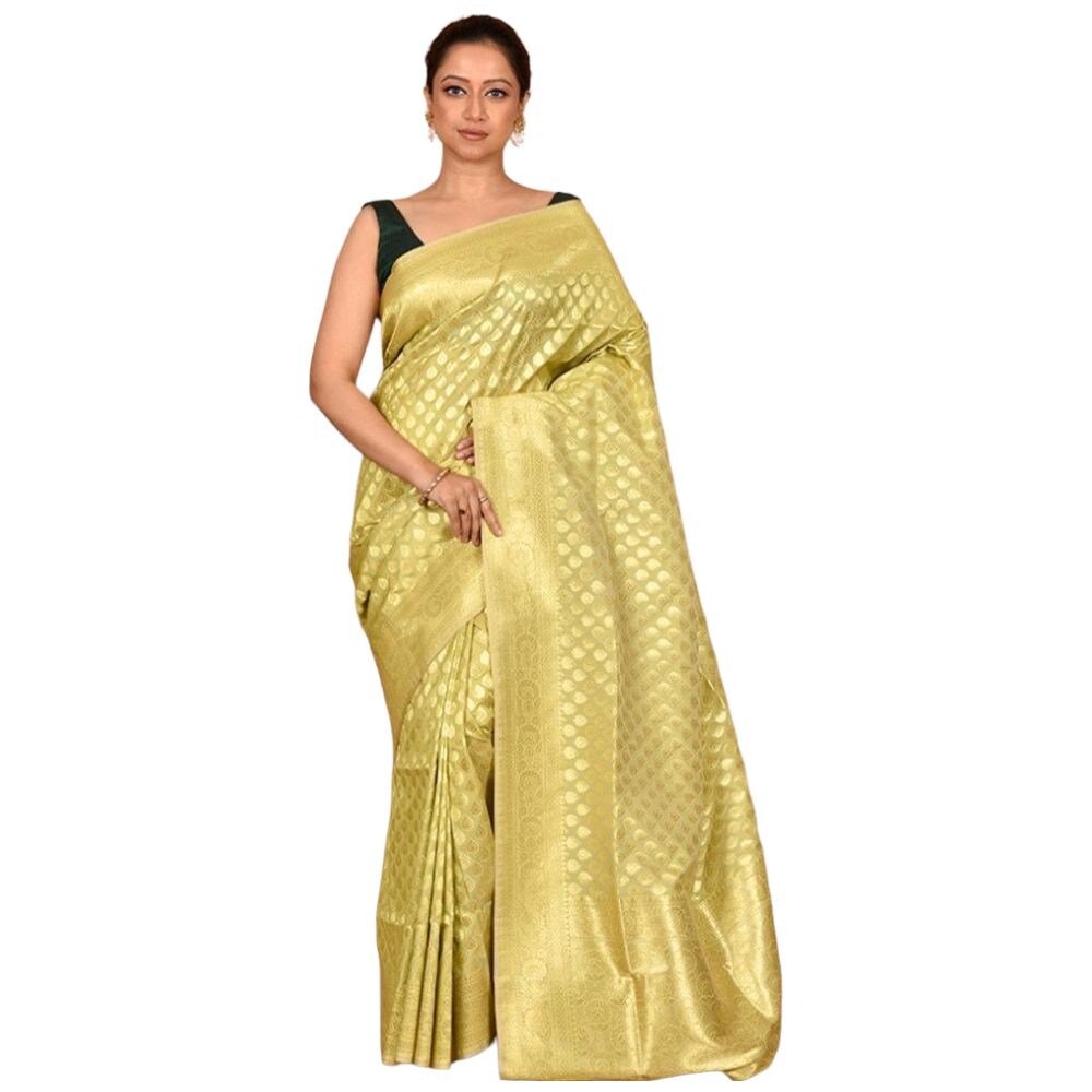 Indian Silk House Agencies Uppada Silk Saree With Blouse Piece, ISKA101069, Green & Golden