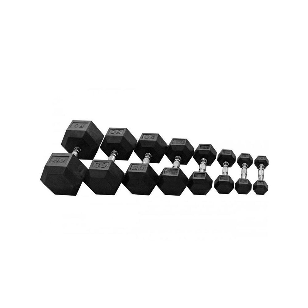 1441 Fitness Hex Dumbbell Set with Rack, 2.5 to 15kg, Set of 6 Pairs