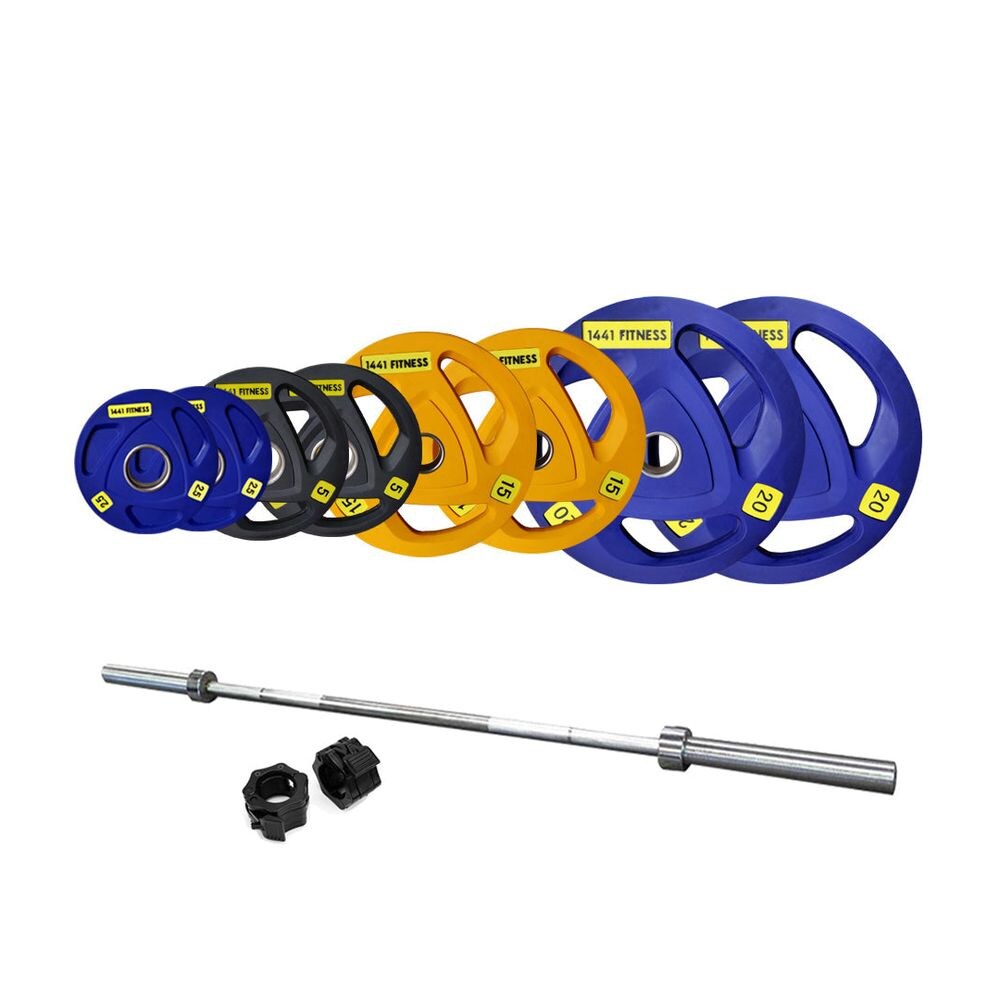 1441 Fitness Olympic Barbell with Color Plates Set, 6ft, 100kg