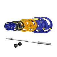 Picture of 1441 Fitness Olympic Barbell with Color Plates Set, 6ft, 100kg