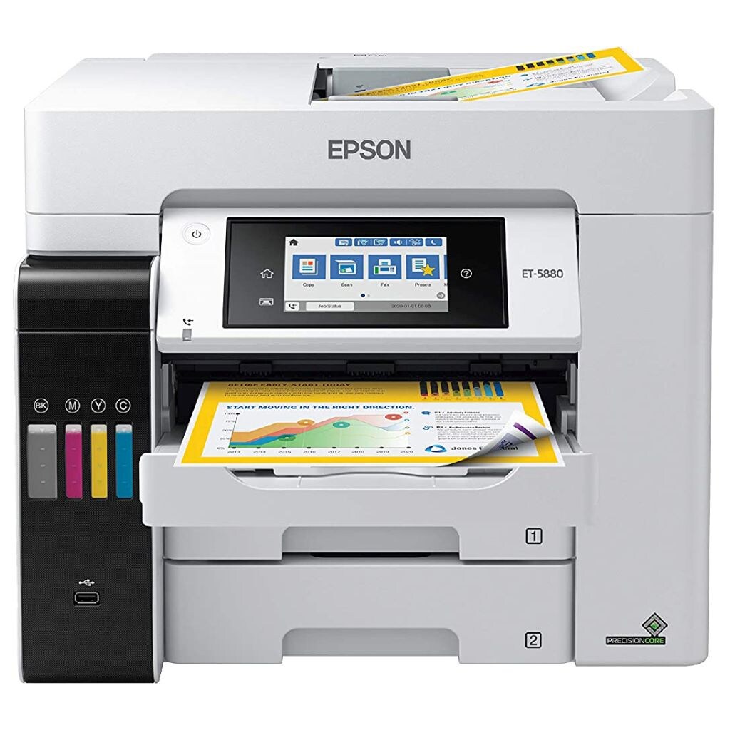 Epson Ecotank Wi-Fi Duplex Multifunction ADF Ink Tank Office Printer with PCL Support, L6580, White