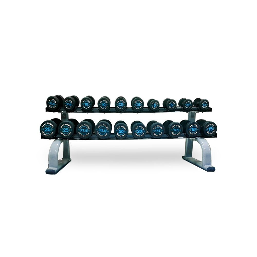 1441 Fitness Hex Dumbbell Set with 2 Tier Rack, 2.5 to 25kg, Set of 10pairs
