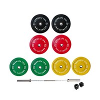 Picture of 1441 Fitness Olympic Barbell and Color Bumper Plate Set, 7ft, 160kg