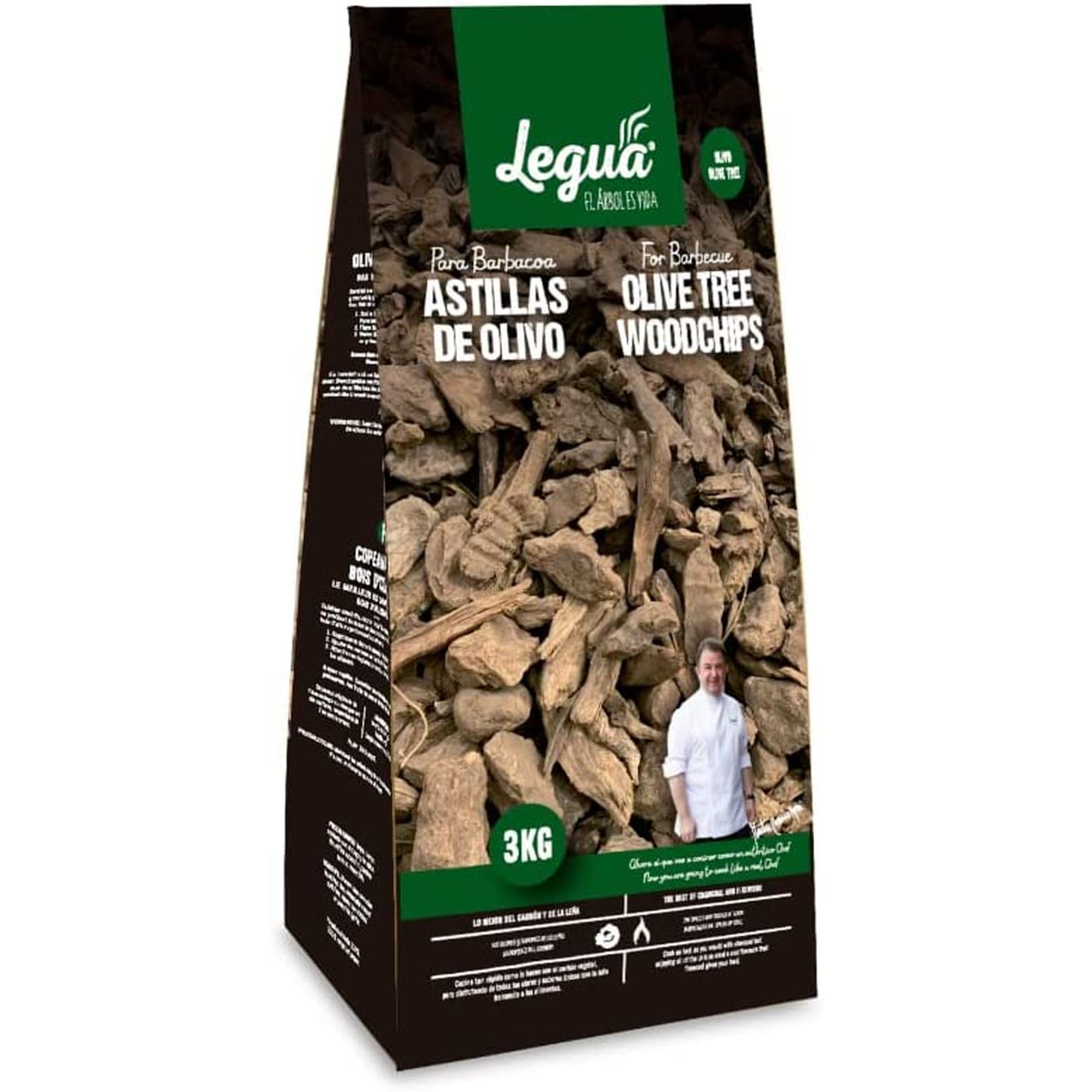 Legua Premium Olive Tree Wood Chips, 3kg