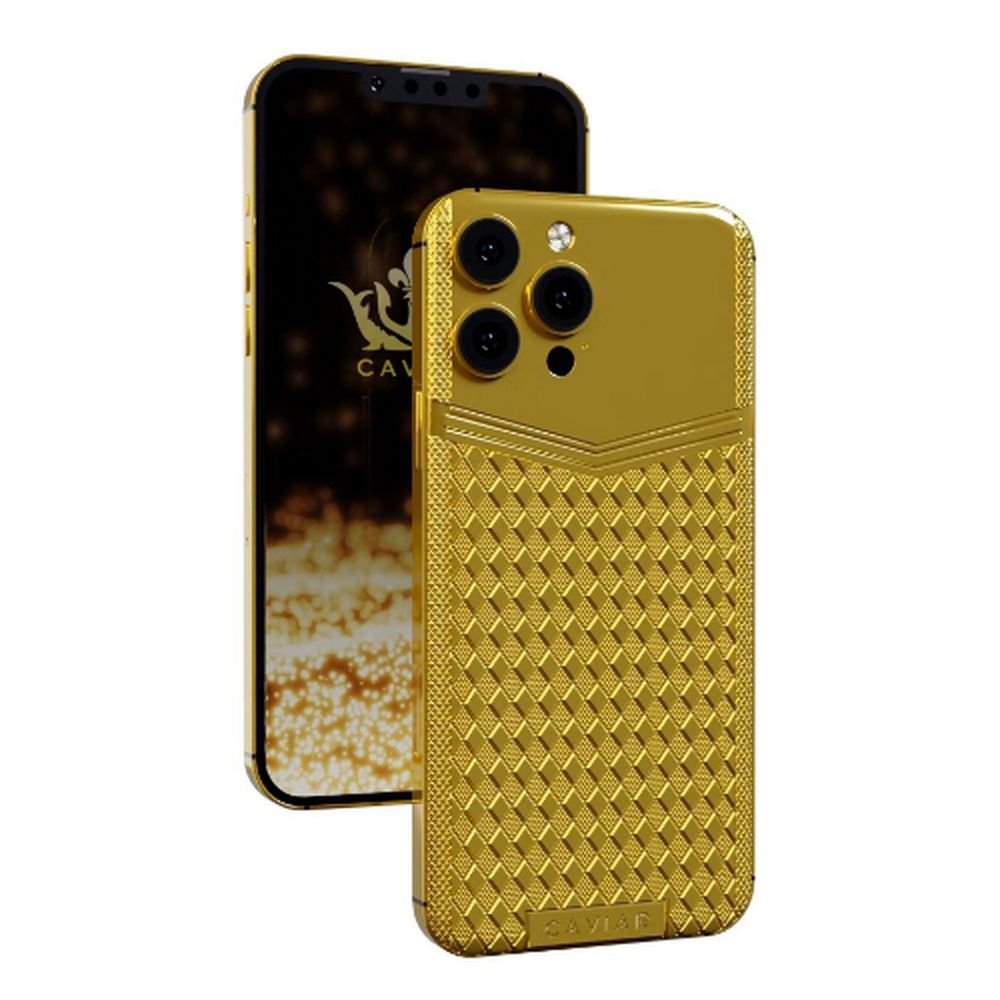 Caviar Luxury 24K Gold Customized iPhone 14 Pro, Rhombus Limited Edition