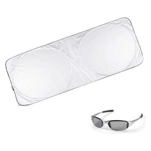Nylon Car Sunshade And Plastic Sunglasses, Silver
