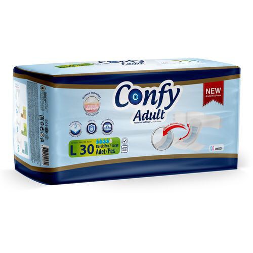 Confy Adult Large Diaper, 30 Pieces, Pack of 3, Carton